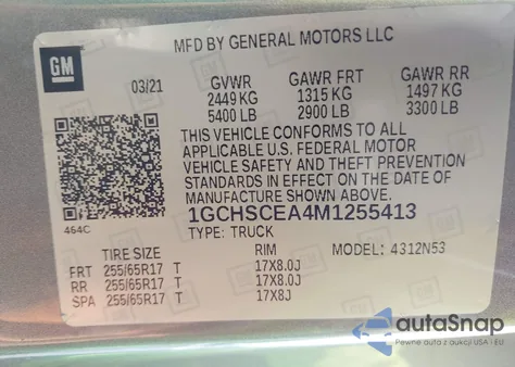 2021 Chevrolet Colorado 2Wd Long Box Lt из США, поврежденный, VIN 1GCHSCEA4M1255413